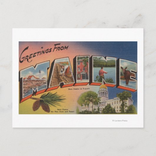 Maine (staatskapitaal/ventilator)grote brief briefkaart (Voorkant)