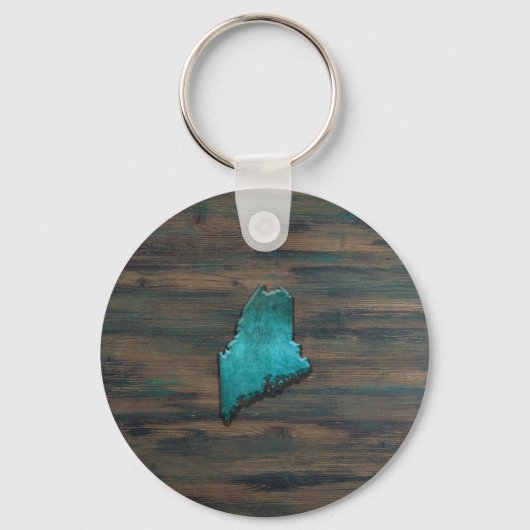 Maine Staatsvorm Teal Sleutelhanger (Voorkant)