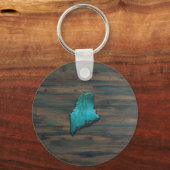 Maine Staatsvorm Teal Sleutelhanger (Voorkant)