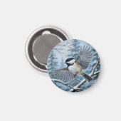 Maine State Bird met zwarte kap Magneet (Voorkant / Achterkant)