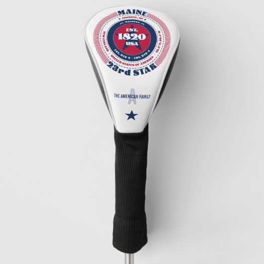 Maine State Circle Custom Golf Hoofdhoes Golfheadcover (Voorkant)
