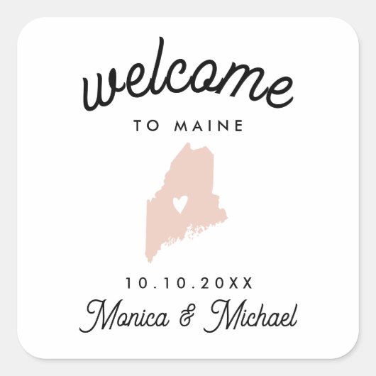 MAINE State Destination Weddenschap ENIGE KLEUR Vierkante Sticker (Voorkant)