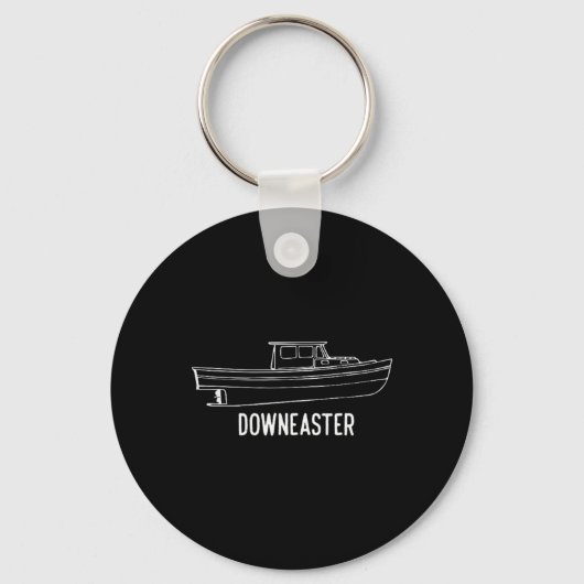Maine State Downeaster Kreeften Vissersboot T-shir Sleutelhanger (Voorkant)