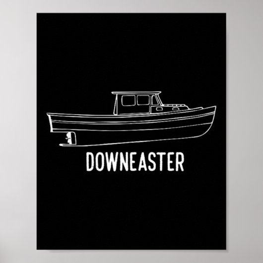 Maine State Downeaster Kreeftenvisserij Boot T-shi Poster (Voorkant)
