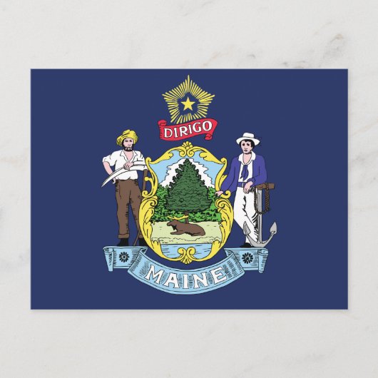Maine State Flag Pine Tree State Seal & Moose Briefkaart (Voorkant)