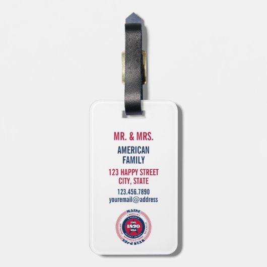 Maine State gepersonaliseerde gift Bagagelabel (Achterkant verticaal)