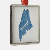 Maine State Home Wood Grain Metalen Ornament (Rechts)