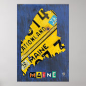 Maine State License Bord Map Poster (Voorkant)
