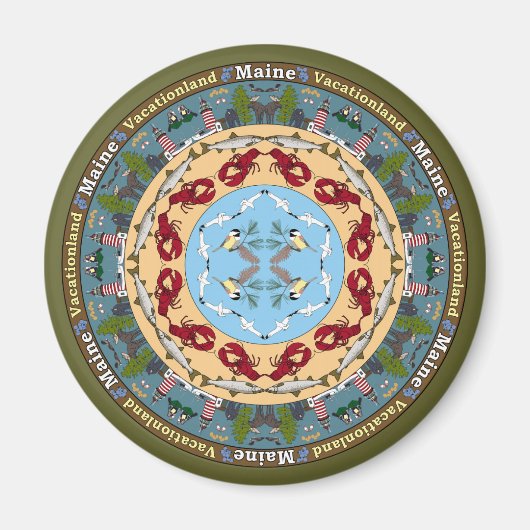 Maine State Mandala Magnet (Voorkant)
