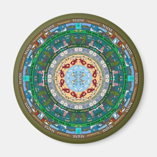 Maine State Mandala Magnet (Voorkant)