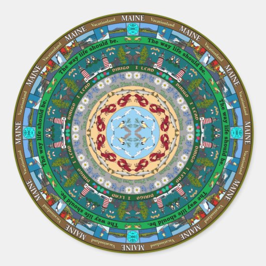 Maine State Mandala Sticker (Voorkant)