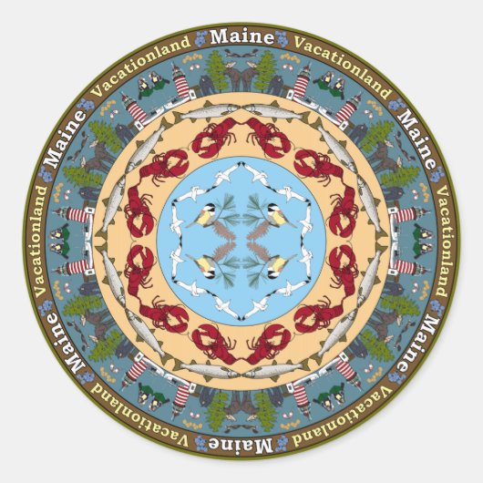 Maine State Mandala Sticker (Voorkant)