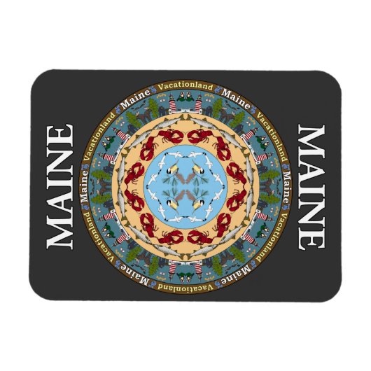 Maine State Mandala Vinyl Magnet Magneet (Horizontaal)