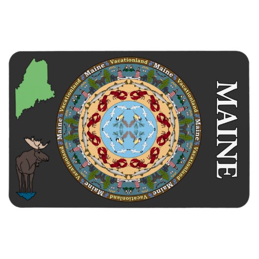 Maine State Mandala Vinyl Magnet Magneet (Horizontaal)