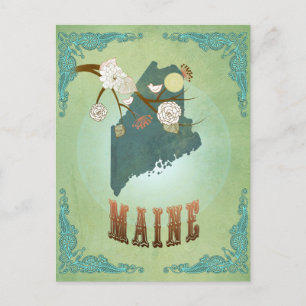 Maine State Map - Groen Briefkaart