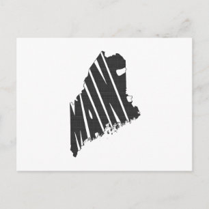 Maine State Name Word Art Black Briefkaart