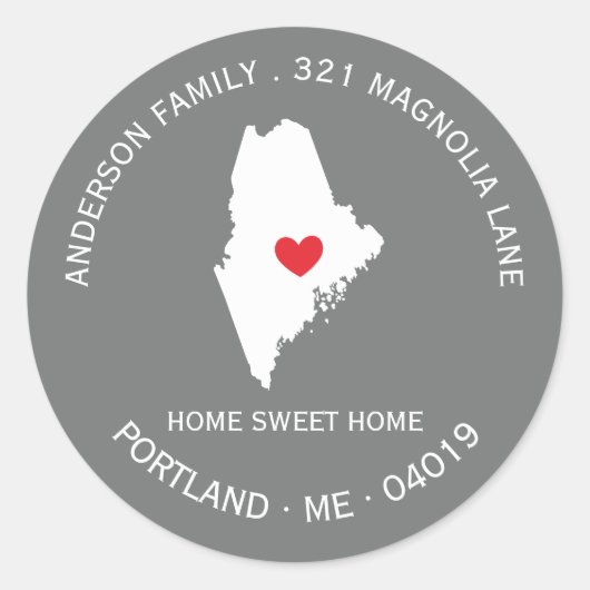MAINE State | Nieuw huisadreslabel Sticker (Voorkant)