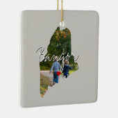 Maine State Photo insert and town name Keramisch Ornament (Rechts)