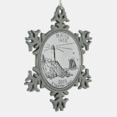 Maine State Quarter Tin Sneeuwvlok Ornament (Links)