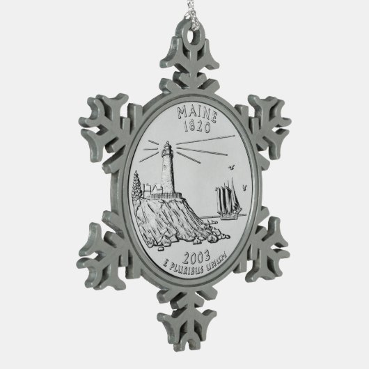Maine State Quarter Tin Sneeuwvlok Ornament (Links)