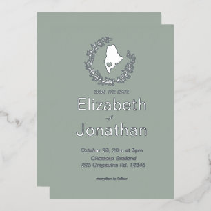 Maine State Silhouette Simple Destination Wedding Folie Uitnodiging