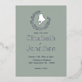 Maine State Silhouette Simple Destination Wedding Folie Uitnodiging (Voorkant)