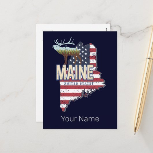 Maine State Verenigde Staten Kaart Verenigde Stat (Voorkant / Achterkant in situ)