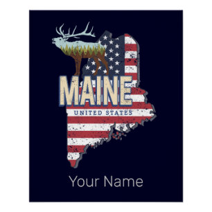 Maine State Verenigde Staten Kaart  Verenigde Stat Perfect Poster