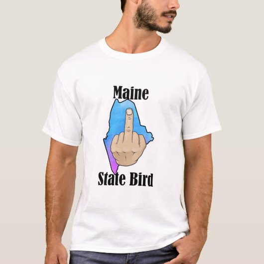 Maine state vogel T-shirt middelvinger kleur (Voorkant)