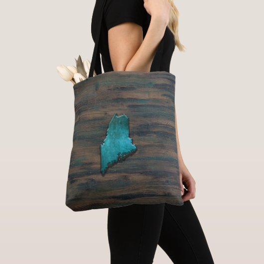 Maine State-vorm Blauwgroen Tote Bag (Dichtbij)