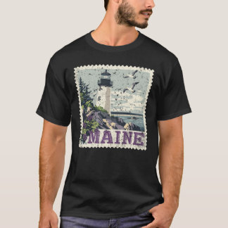 Maine Stempel Staat Bedrukt Vintage Verenigde Stat T-shirt