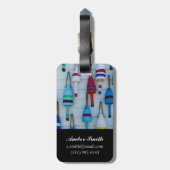 Maine, Stonington, decoratieve kreeftenboeien Bagagelabel (Achterkant verticaal)