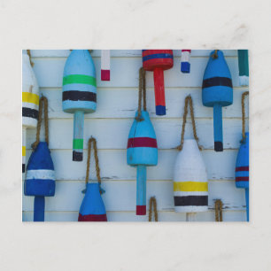 Maine, Stonington, decoratieve kreeftenboeien Briefkaart