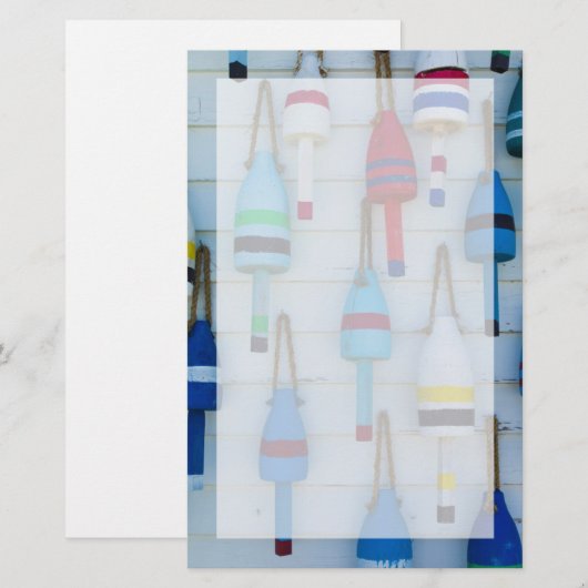 Maine, Stonington, decoratieve kreeftenboeien Briefpapier (Voorkant / Achterkant)