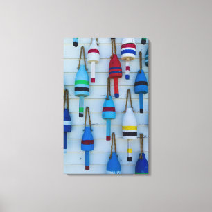 Maine, Stonington, decoratieve kreeftenboeien Canvas Afdruk