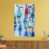 Maine, Stonington, decoratieve kreeftenboeien Canvas Afdruk (Insitu (Woonkamer))