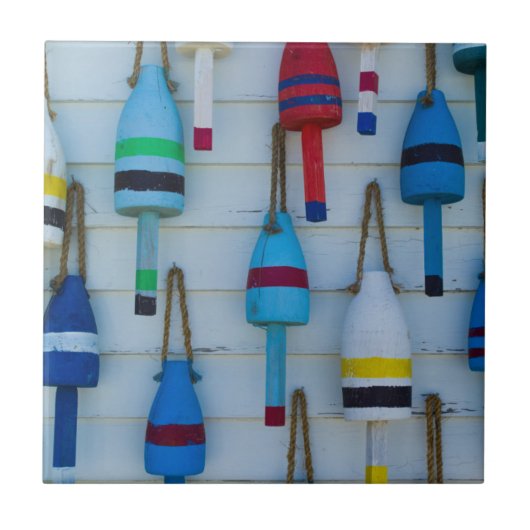 Maine, Stonington, decoratieve kreeftenboeien Tegeltje (Voorkant)