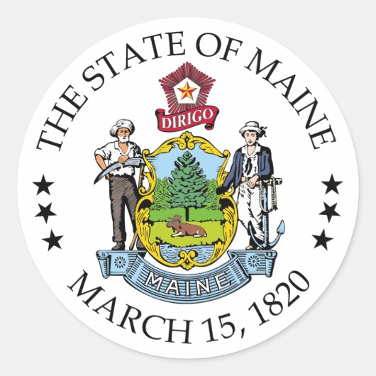 Maine-teken Ronde Sticker (Voorkant)