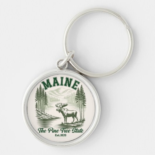 Maine the Pine Tree State Sleutelhanger (Voorkant)