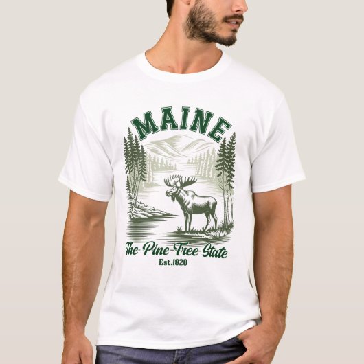 Maine the Pine Tree State T-shirt (Voorkant)