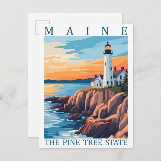 Maine the Pine Tree State Verenigde Staten Briefkaart (Voorkant / Achterkant)