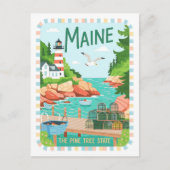 Maine the Pine Tree State Verenigde Staten Zomer R Briefkaart (Voorkant)