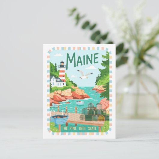 Maine the Pine Tree State Verenigde Staten Zomer R Briefkaart (Staand voorkant)