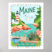 Maine the Pine Tree State Verenigde Staten Zomer R Poster (Voorkant)