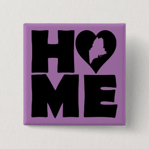 Maine Thuis Hart Staat Knop Badge Speld Vierkante Button 5,1 Cm