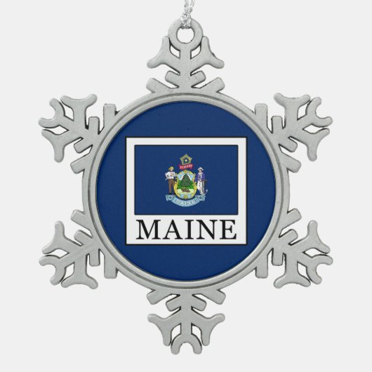 Maine Tin Sneeuwvlok Ornament (Voorkant)