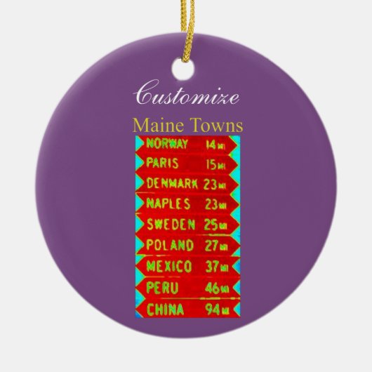 Maine Towns Sign Thunder_Cove Keramisch Ornament (Voorkant)