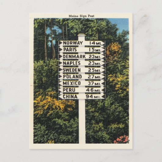  Maine Travel Post Paris, China, Peru... Briefkaart (Voorkant)