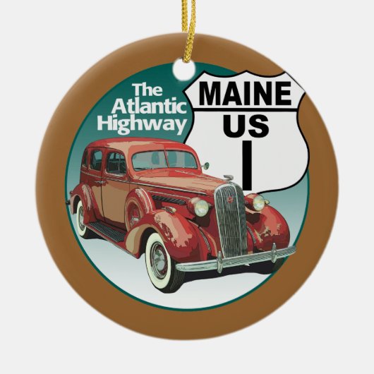 Maine US Route 1 - De Atlantische snelweg Keramisch Ornament (Voorkant)