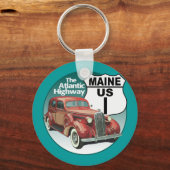 Maine US Route 1 - De Atlantische snelweg Sleutelhanger (Voorkant)